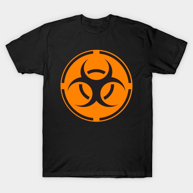 Orange biohazard label T-Shirt by ComPix